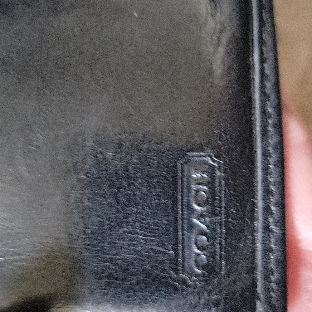 Vintage Coach Black Leather Framed Coin Wallet Leatherware EST 1941 White Stitch - Picture 10 of 14